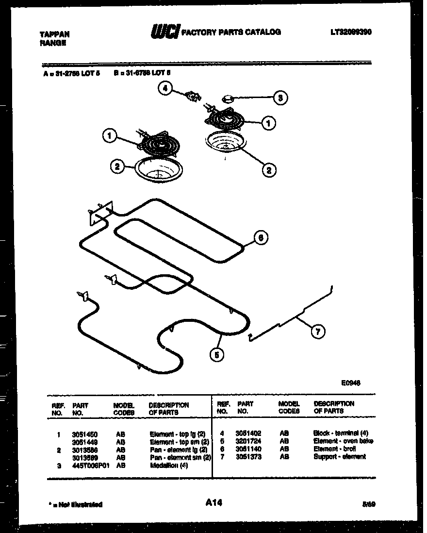 Tappan 31-6758-00-05 broiler parts diagram