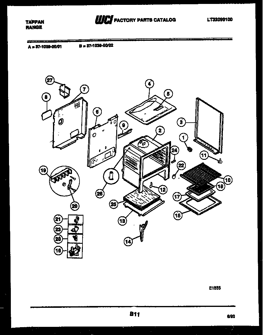 Tappan 37-1039-00-01 body parts diagram