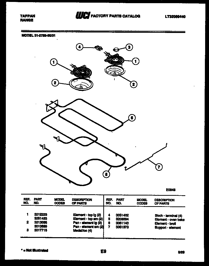 Tappan 31-2759-00-01 broiler parts diagram