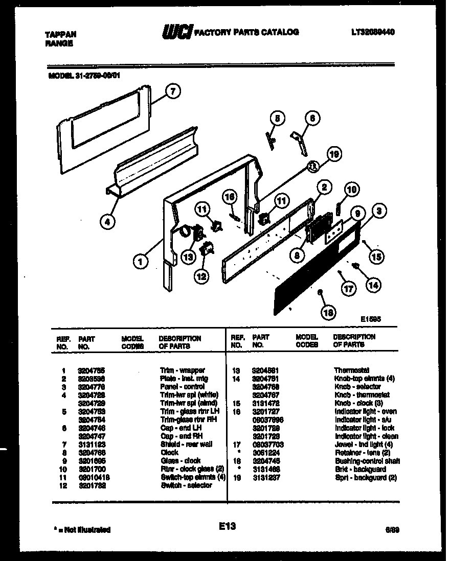 Tappan 31-2759-00-01 backguard diagram