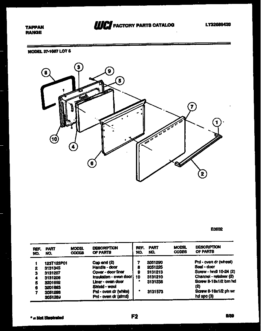Tappan 37-1007-23-05 door parts diagram