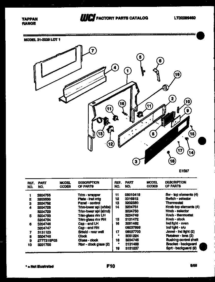 Tappan 31-2239-00-01 backguard diagram