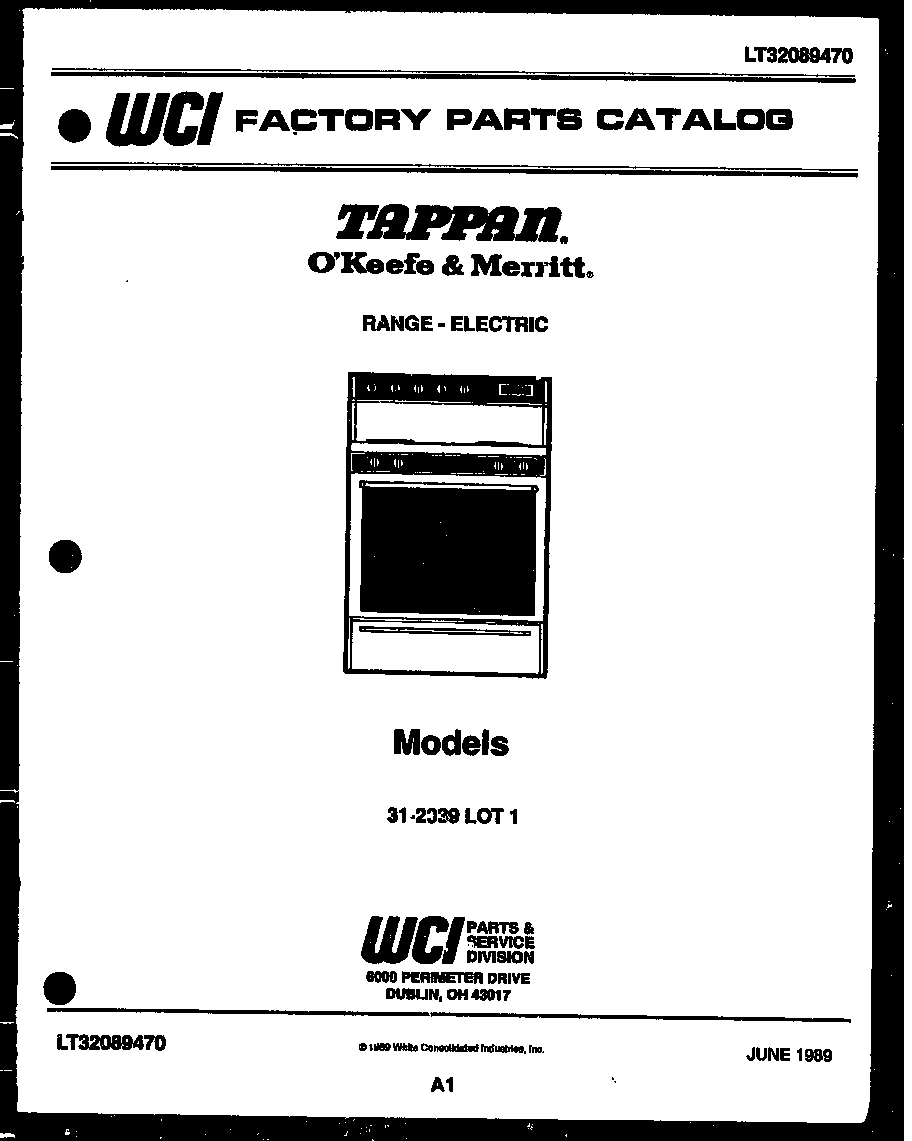 Tappan 31-2339-00-01 cover page diagram