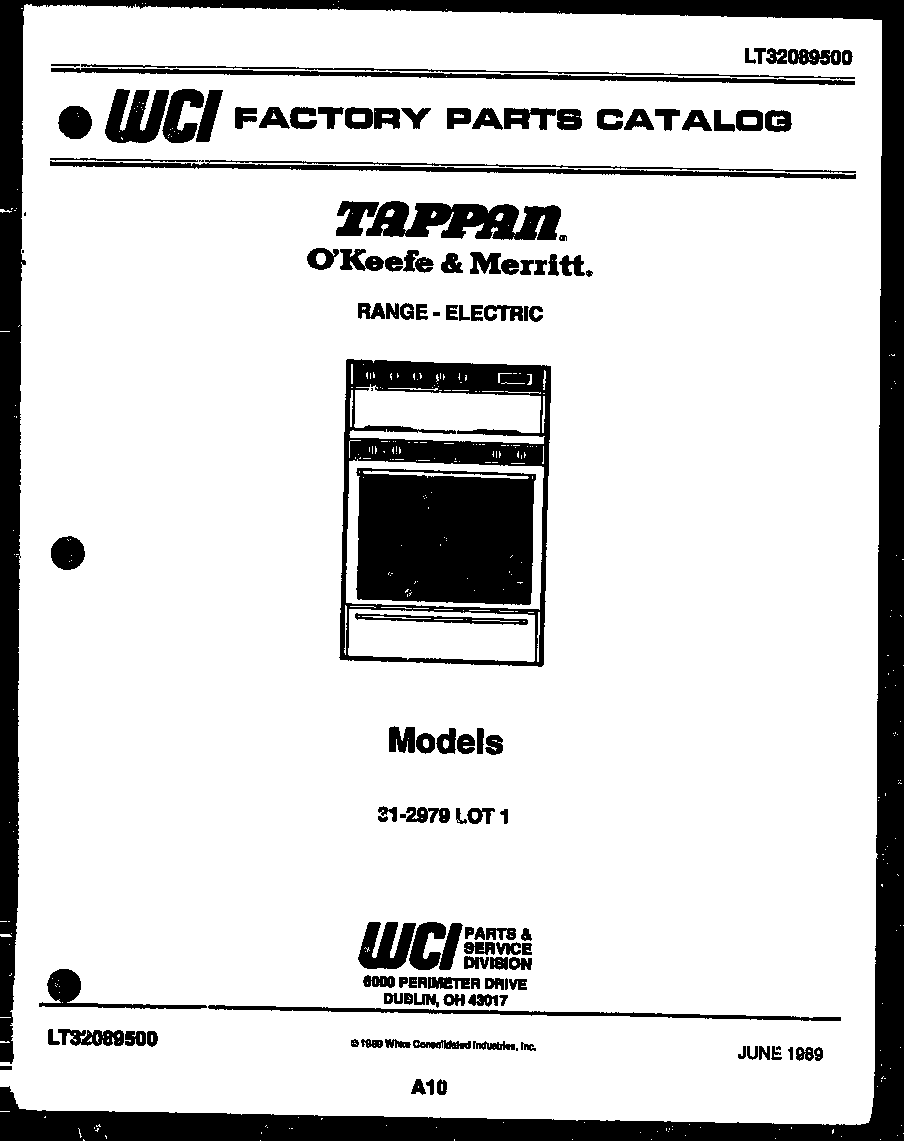Tappan 31-2979-00-01 cover page diagram