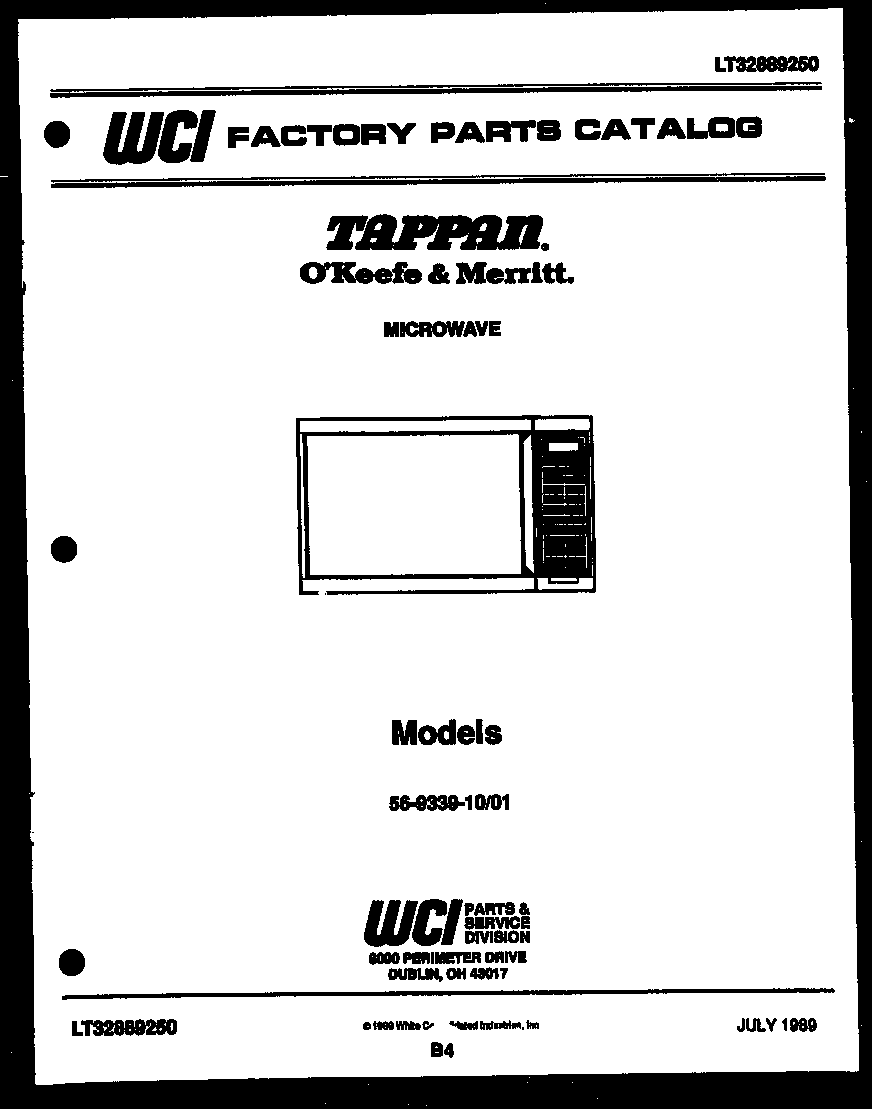 Tappan 56-9339-10-01 front cover diagram