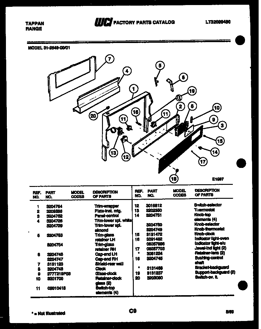 Tappan 31-2549-23-01 backguard diagram