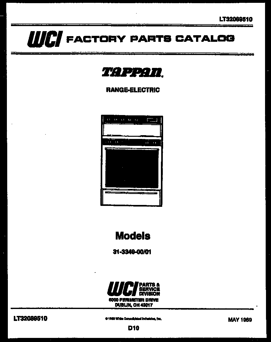 Tappan 31-3349-23-01 cover page diagram