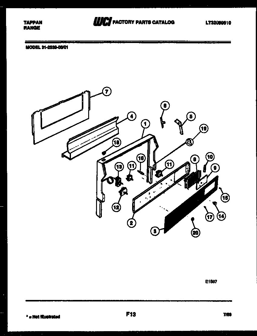 Tappan 31-2539-00-01 backguard diagram