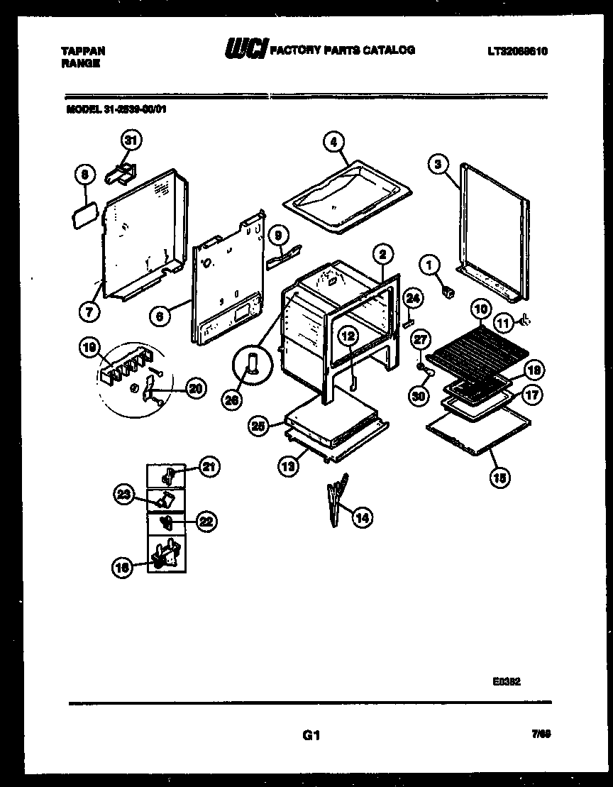 Tappan 31-2539-00-01 body parts diagram