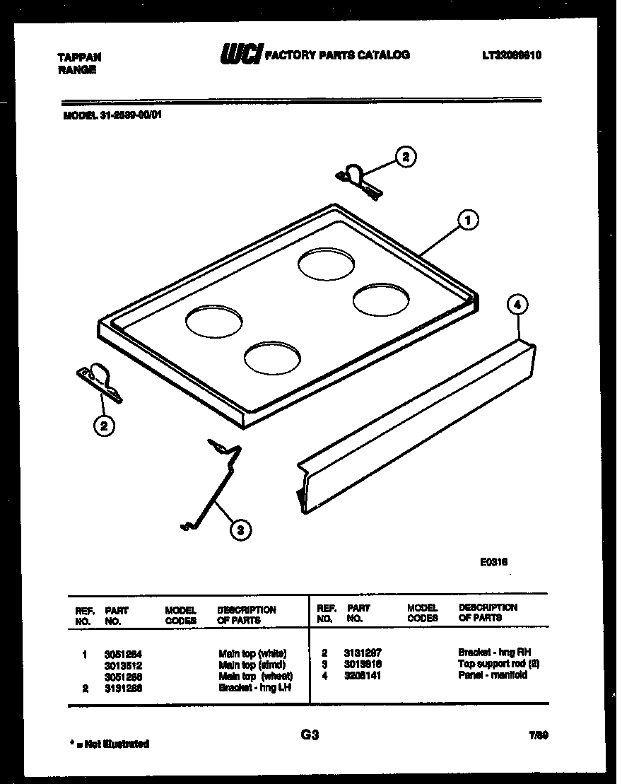 Tappan 31-2539-00-01 cooktop parts diagram