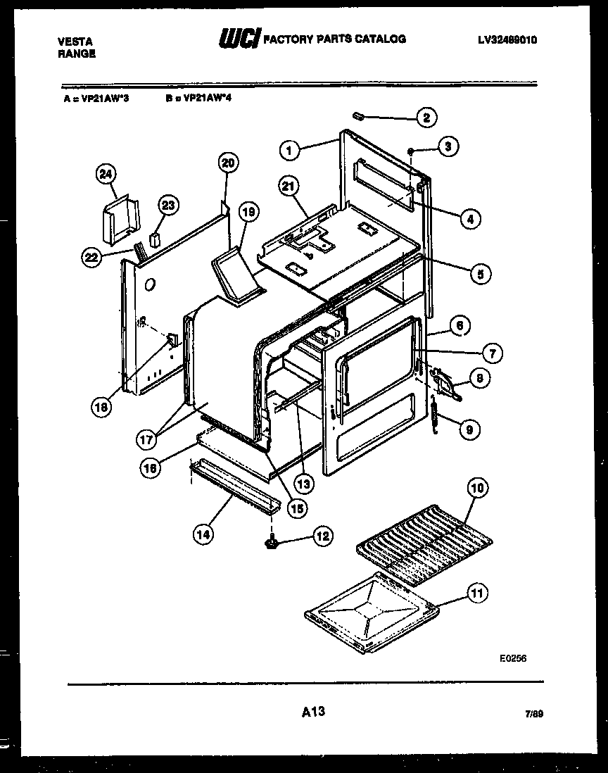 Tappan VP21AW3 body parts diagram