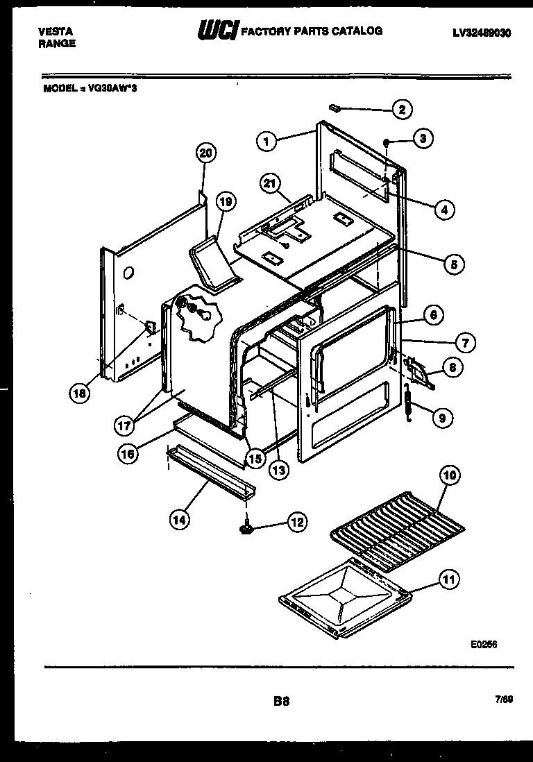 Tappan VG30AW3 body parts diagram