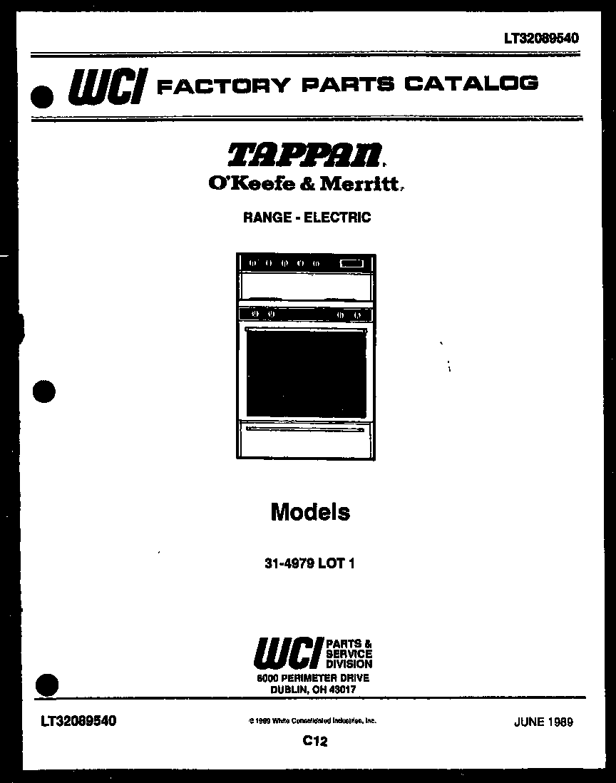 Tappan 31-4979-00-01 cover page diagram