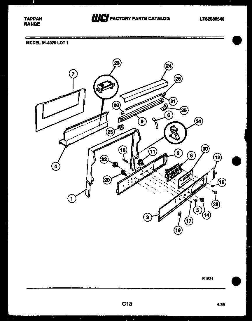 Tappan 31-4979-00-01 backguard diagram