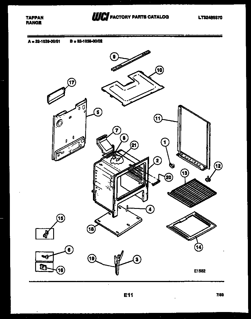 Tappan 32-1039-00-02 body parts diagram