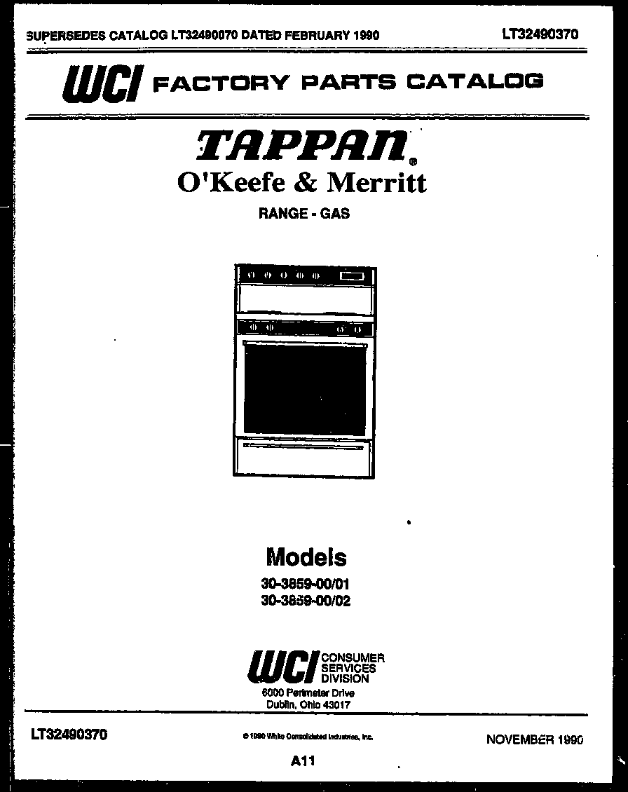 Tappan 30-3859-00-01 cover page diagram