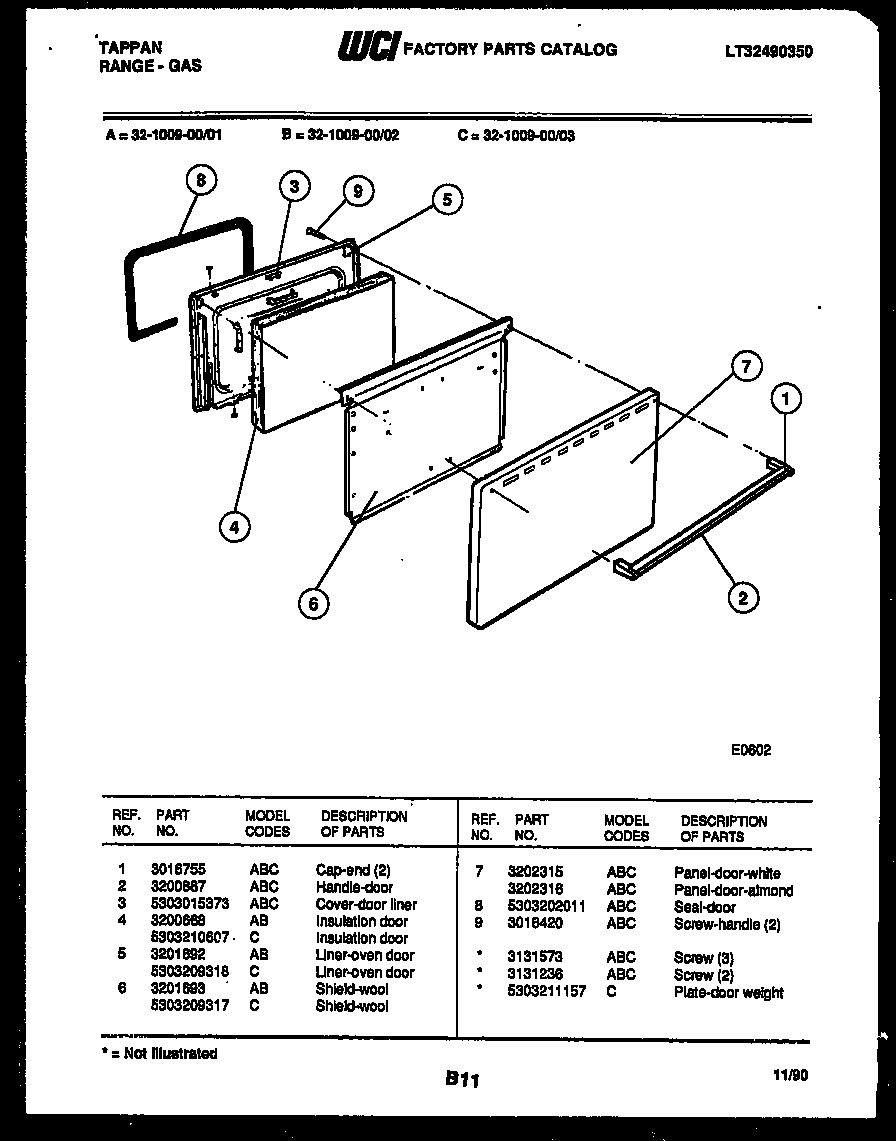 Tappan 32-1009-23-01 door parts diagram