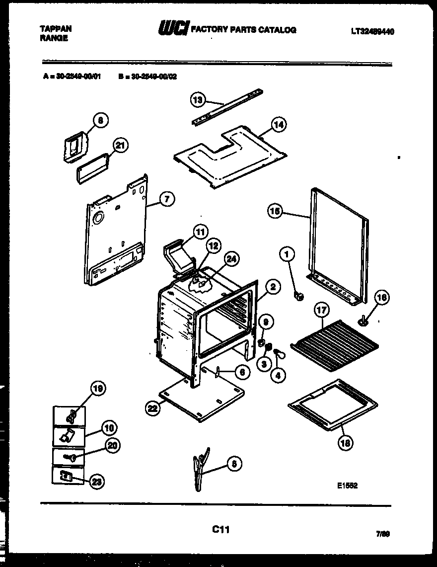 Tappan 30-2549-00-02 body parts diagram
