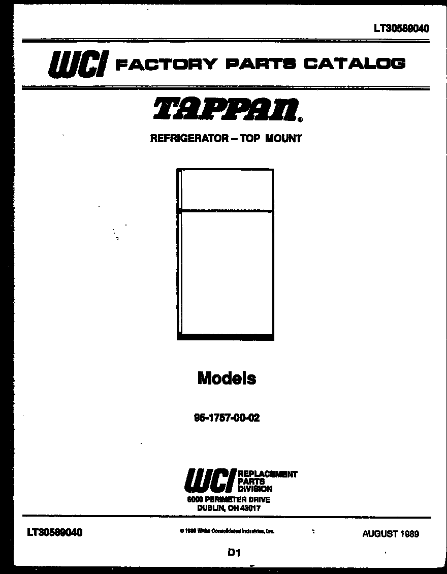Tappan 95-1757-66-02 cover diagram