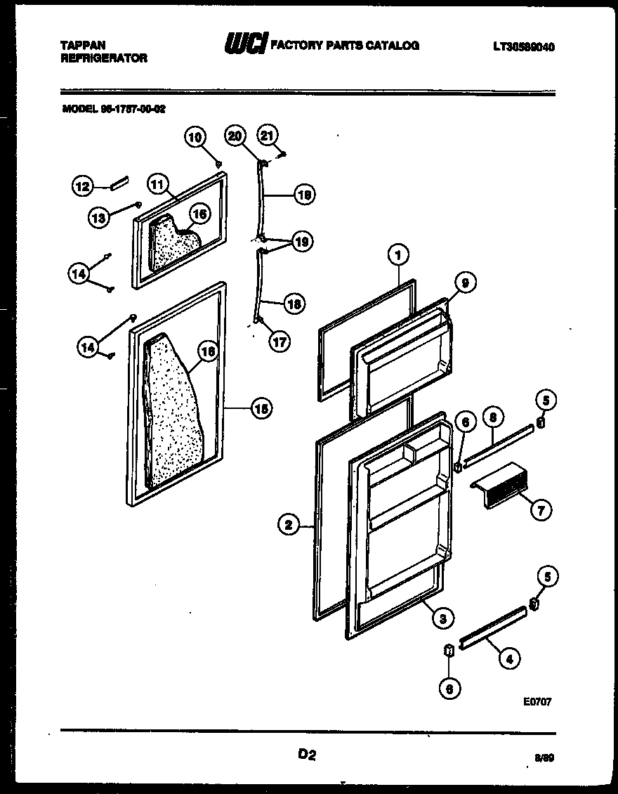Tappan 95-1757-66-02 door parts diagram