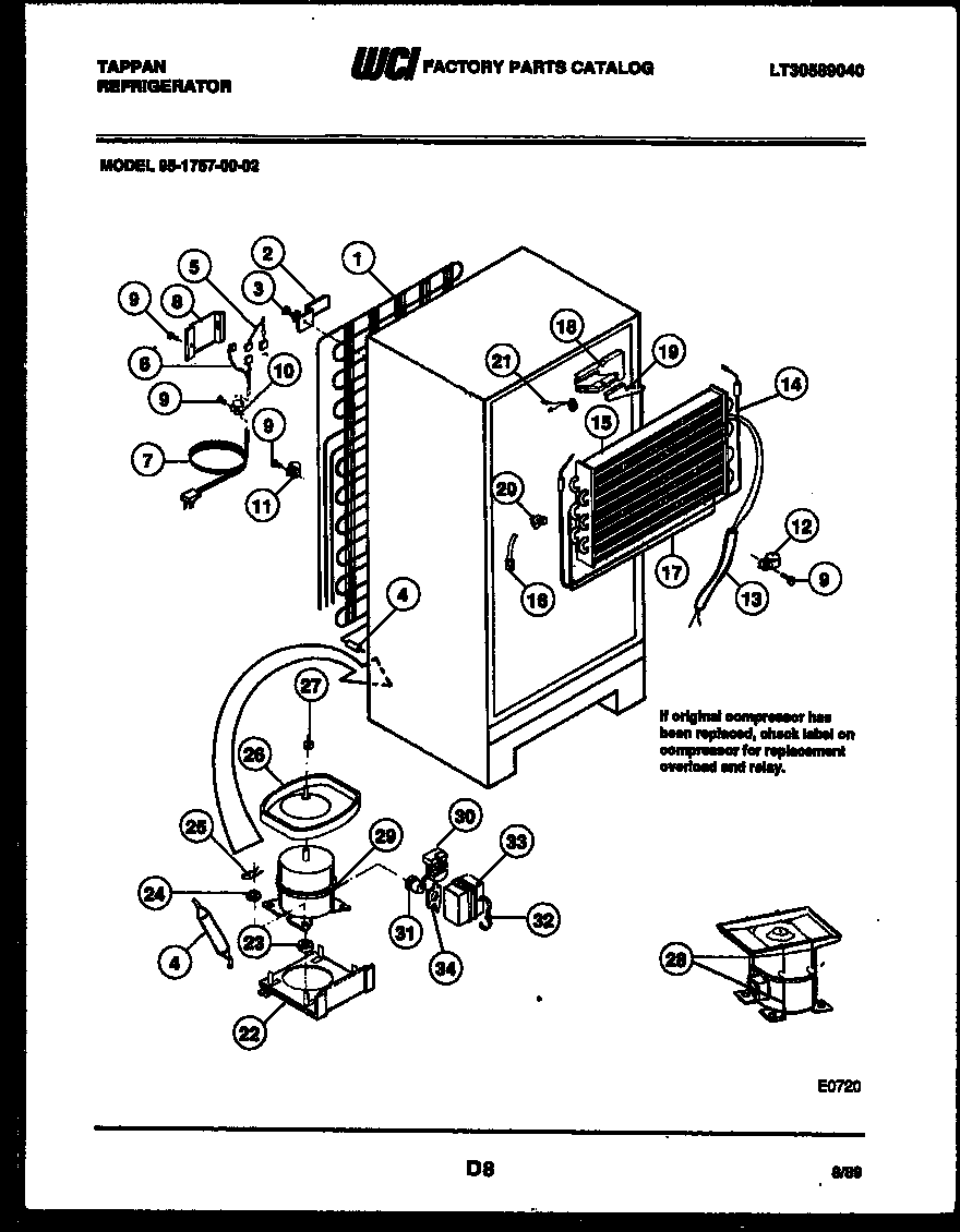 Tappan 95-1757-66-02 system and automatic defrost parts diagram