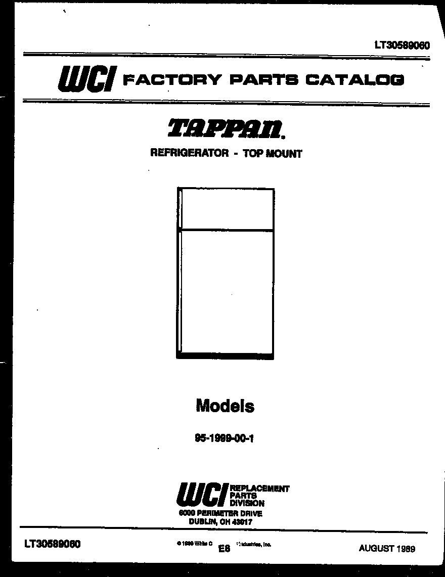 Tappan 95-1999-57-01 cover diagram
