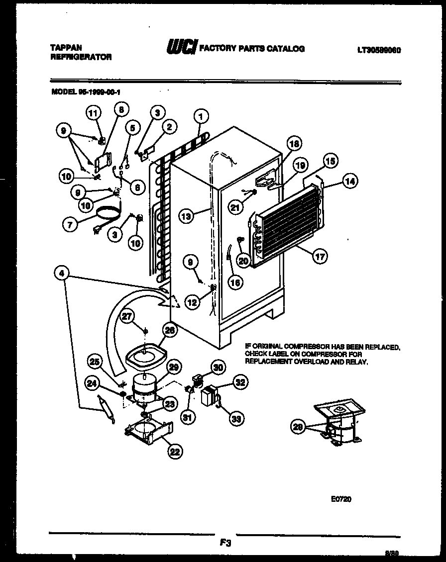 Tappan 95-1999-57-01 system and automatic defrost parts diagram