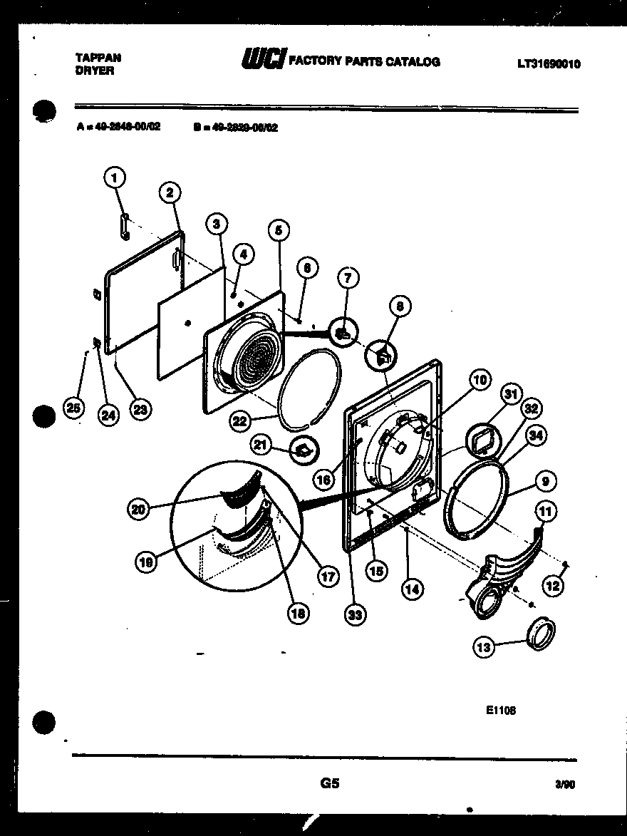 Tappan 49-2848-00-02 door parts diagram