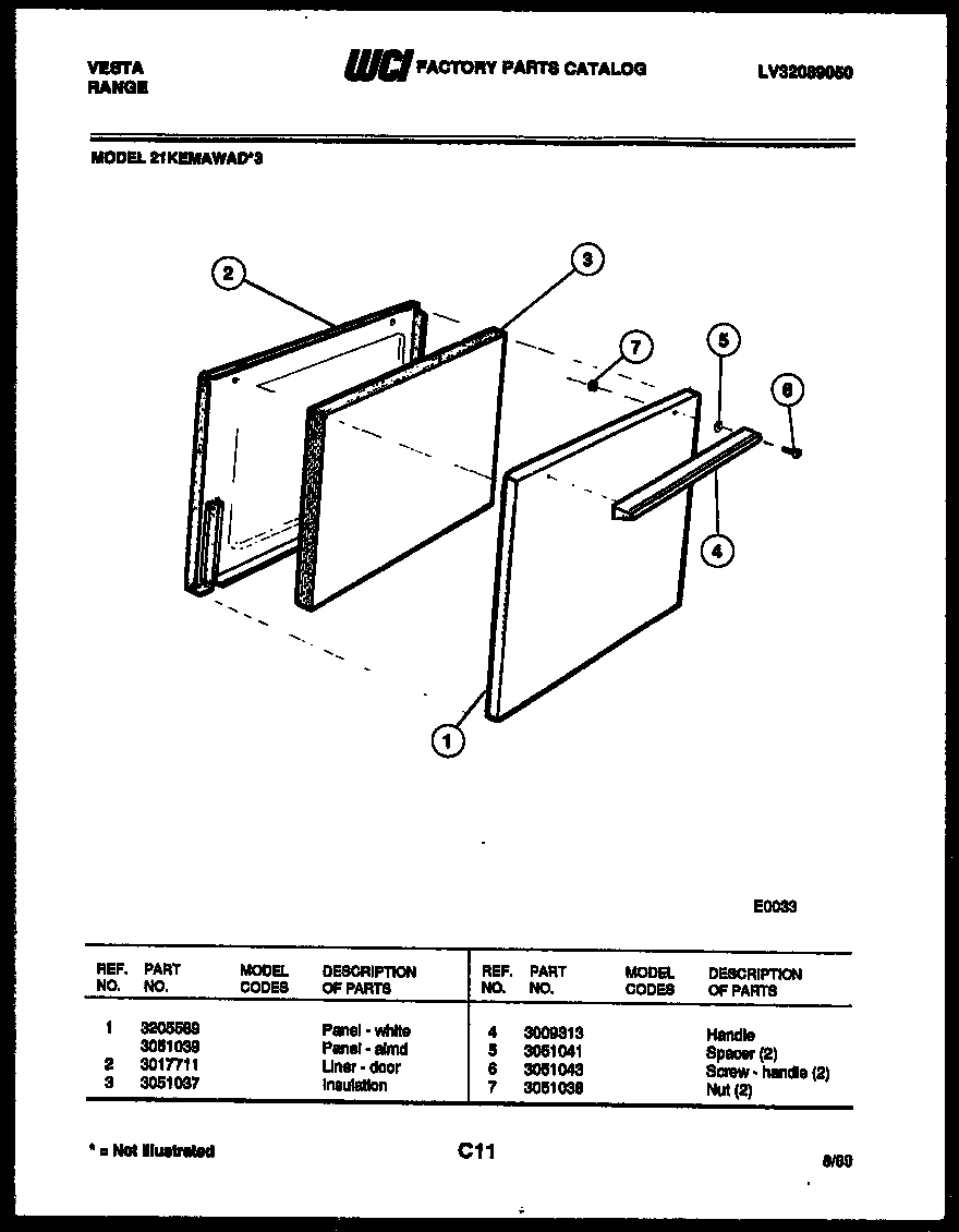 Tappan 21KEMAWAD3 door parts diagram