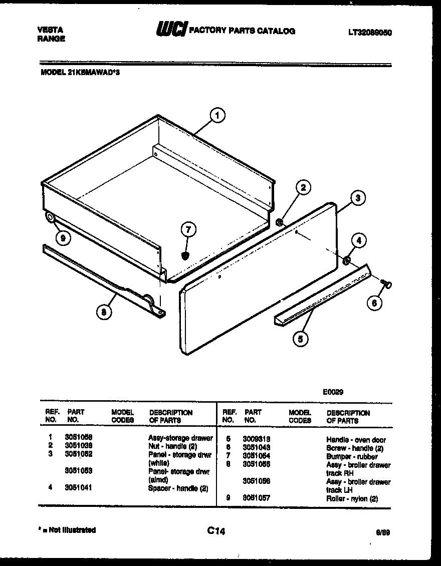 Tappan 21KEMAWAD3 drawer parts diagram