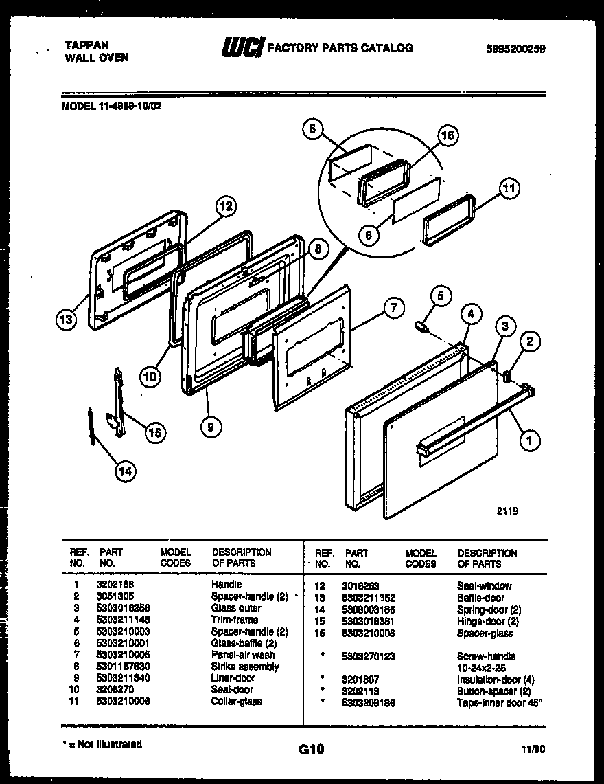 Tappan 11-4969-00-02 door parts diagram
