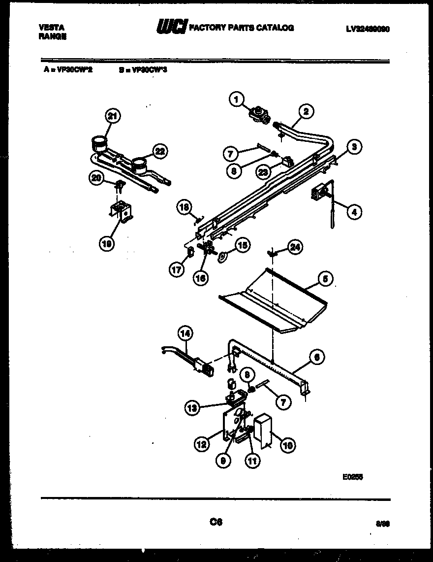 Tappan VP30CW2 burner parts diagram