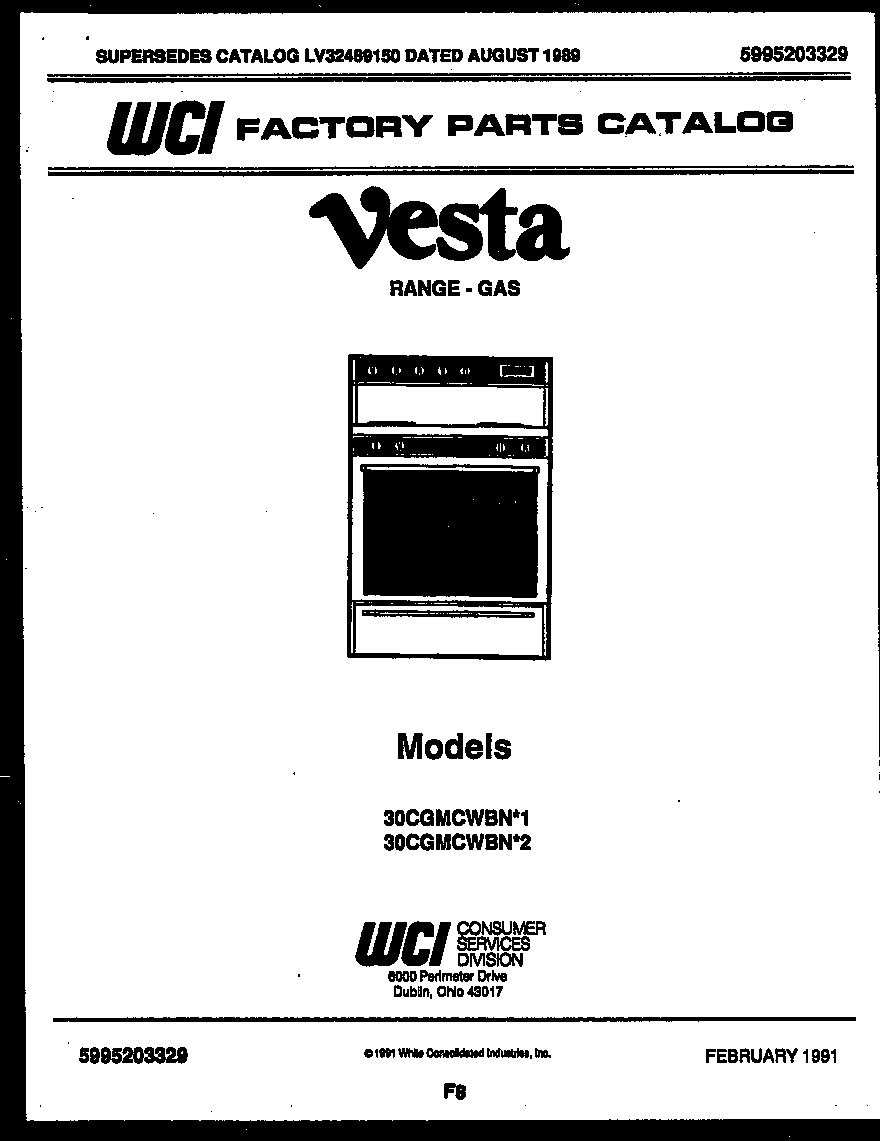 Tappan 30CGMCWBN2 cover page diagram