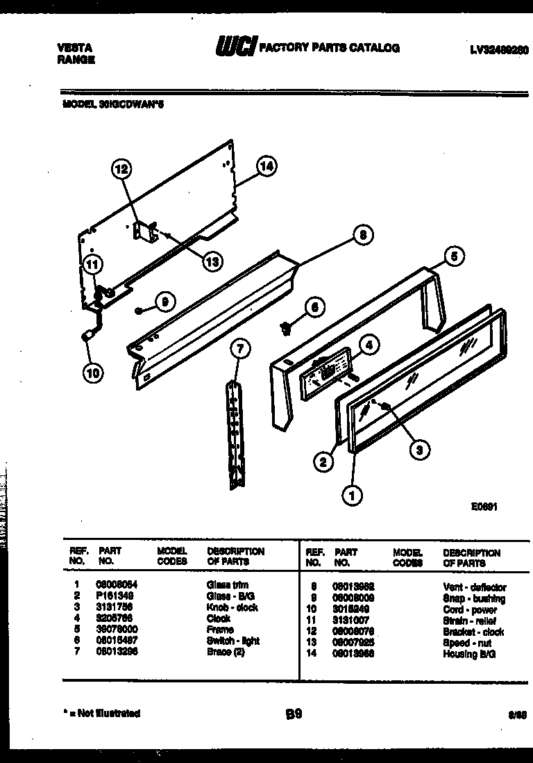Tappan 30IGCDWAN5 backguard diagram