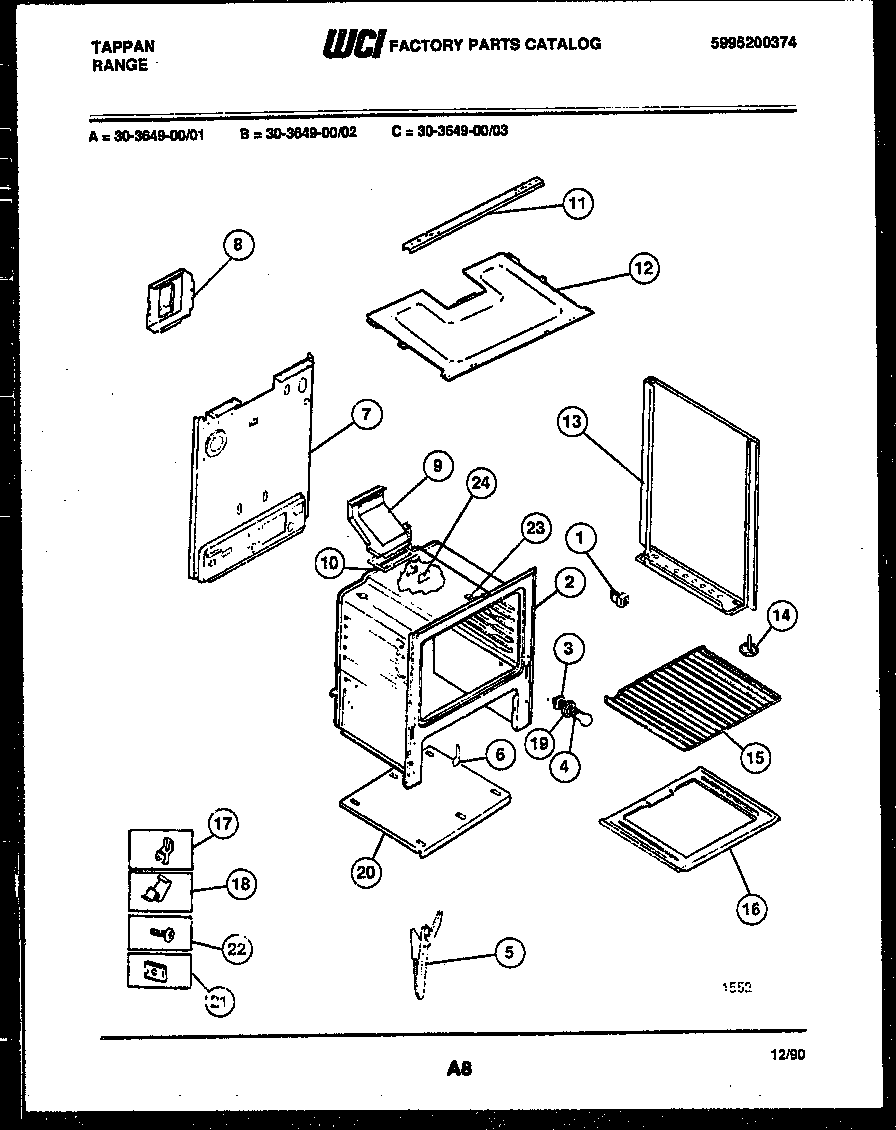 Tappan 30-3649-00-03 body parts diagram