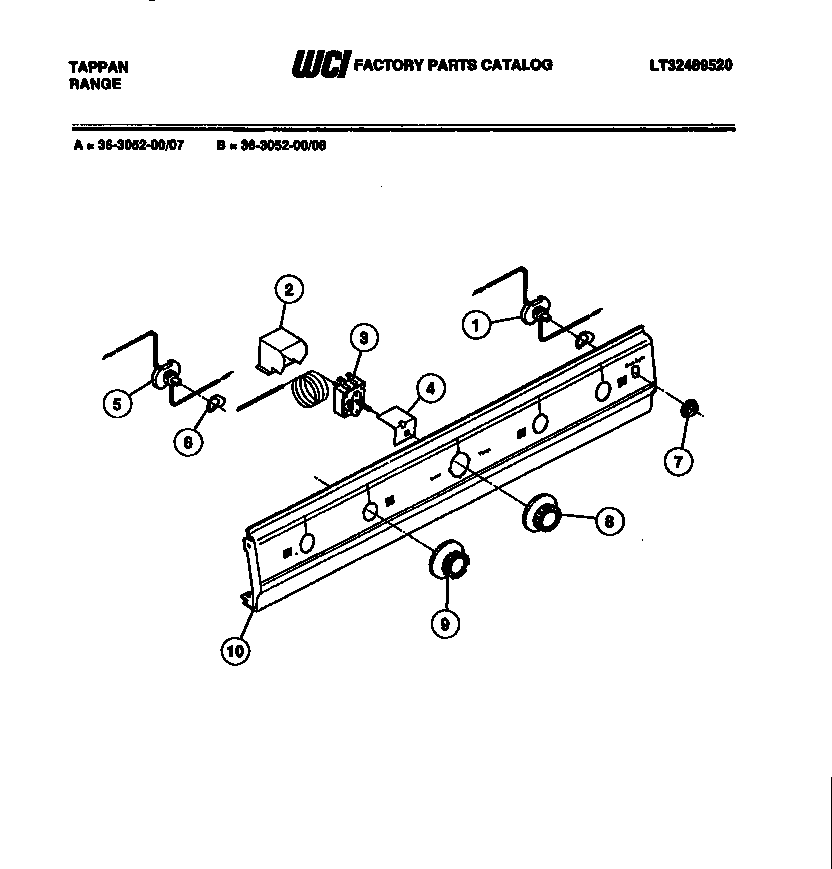 Tappan 36-3052-66-08 control panel diagram