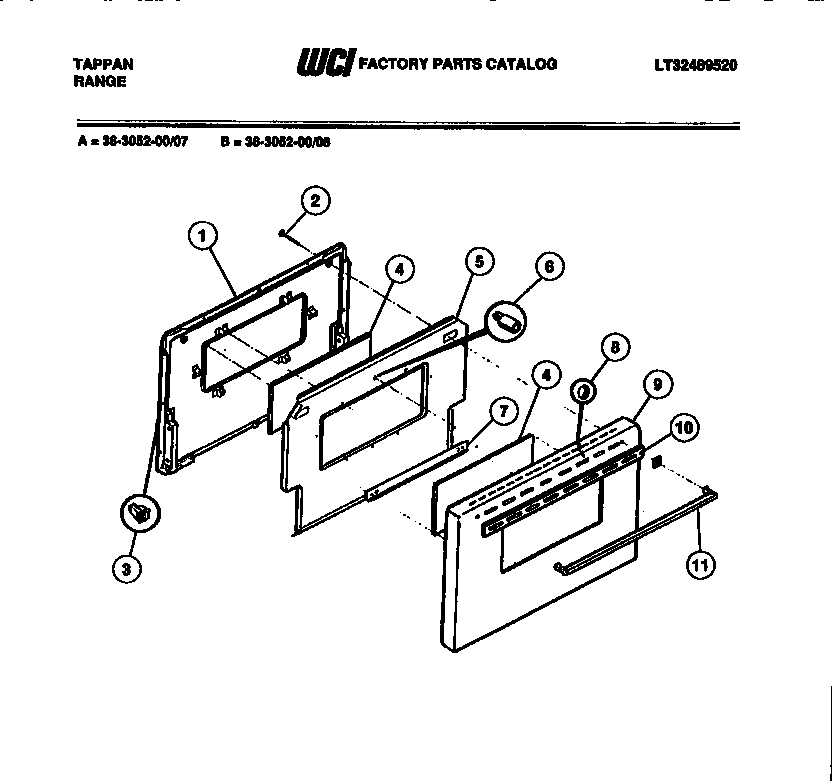 Tappan 36-3052-66-08 door parts diagram