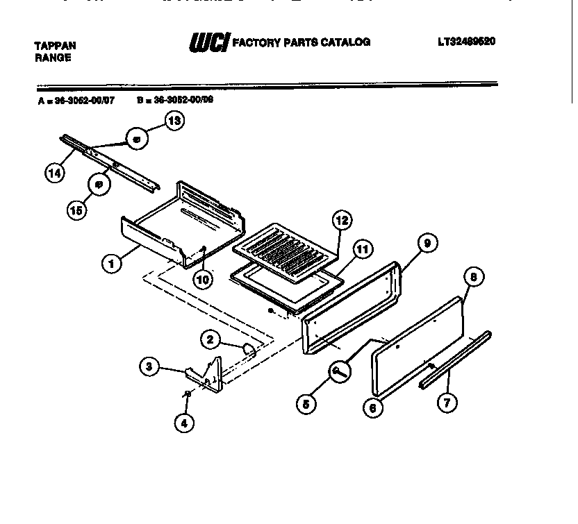 Tappan 36-3052-66-08 broiler drawer parts diagram