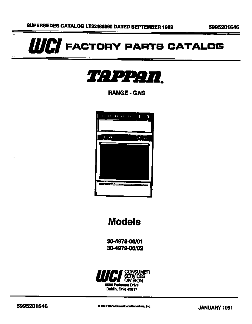 Tappan 30-4979-08-01 cover page diagram