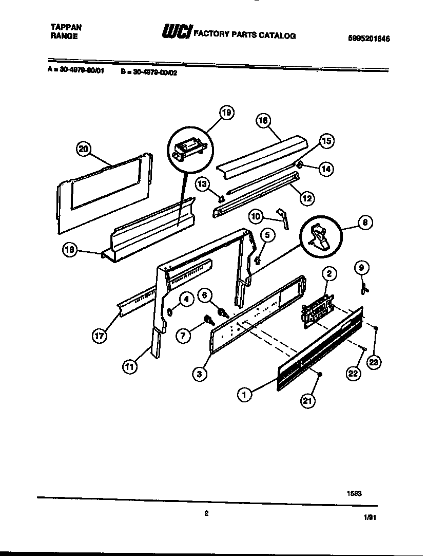 Tappan 30-4979-08-01 backguard diagram