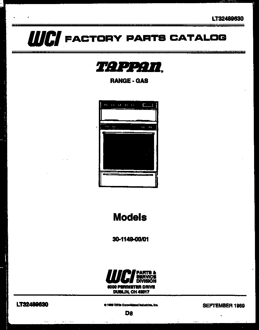 Tappan 30-1049-00-02 cover page diagram