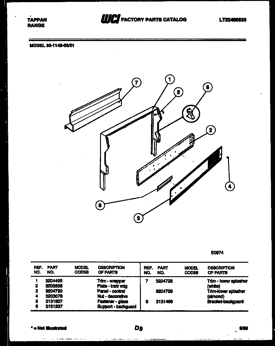 Tappan 30-1049-00-02 backguard diagram