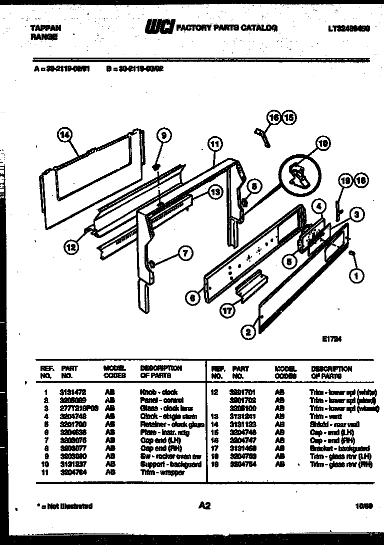 Tappan 30-2119-66-02 backguard diagram