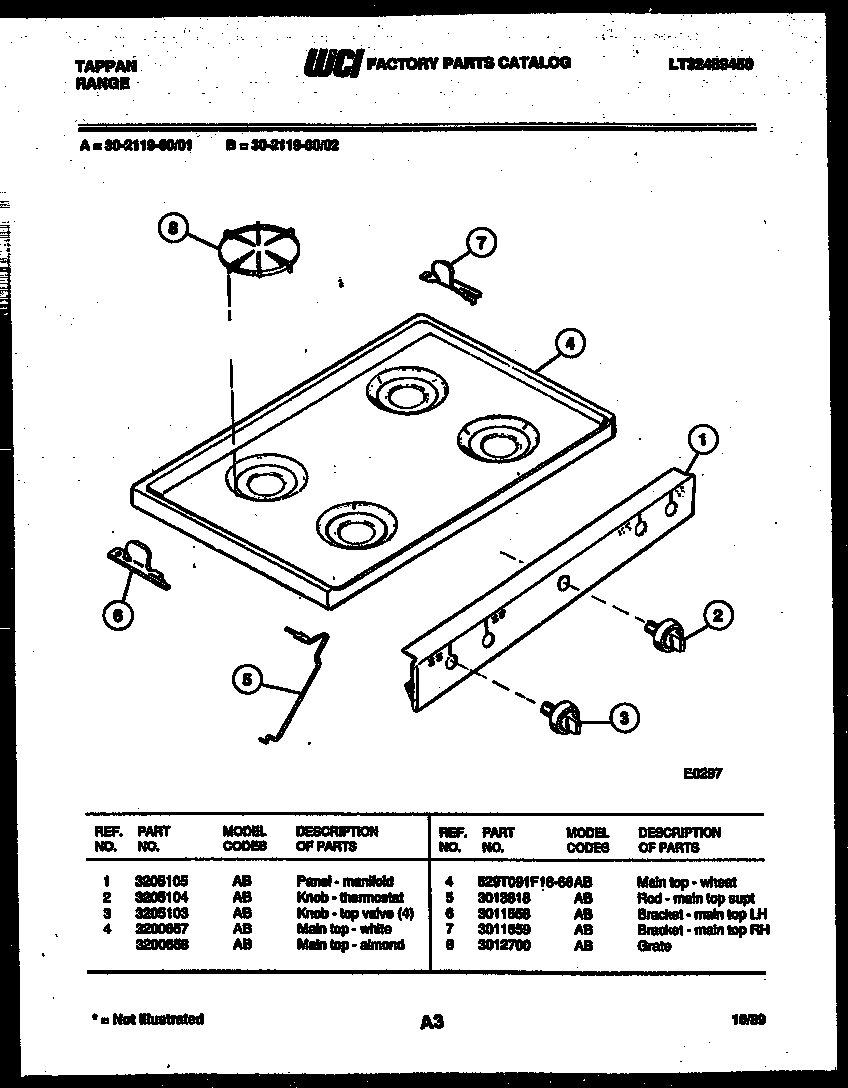 Tappan 30-2119-66-02 cooktop parts diagram