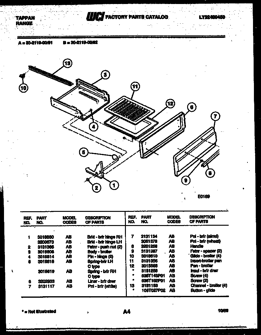 Tappan 30-2119-66-02 broiler drawer parts diagram