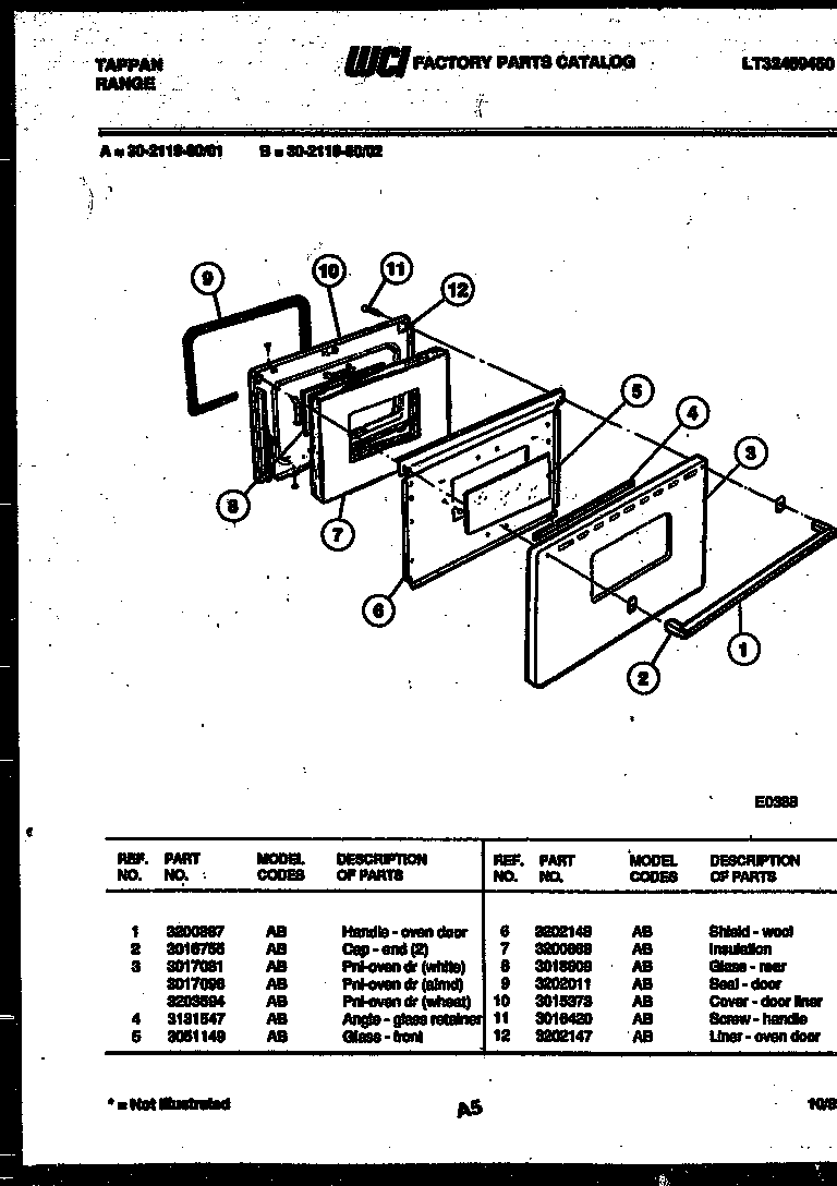 Tappan 30-2119-66-02 door parts diagram