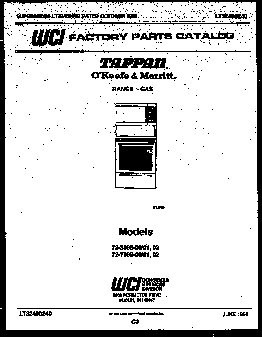 Tappan 72-7989-00-02 cover page diagram