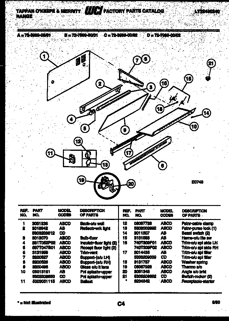 Tappan 72-7989-00-02 splasher control diagram
