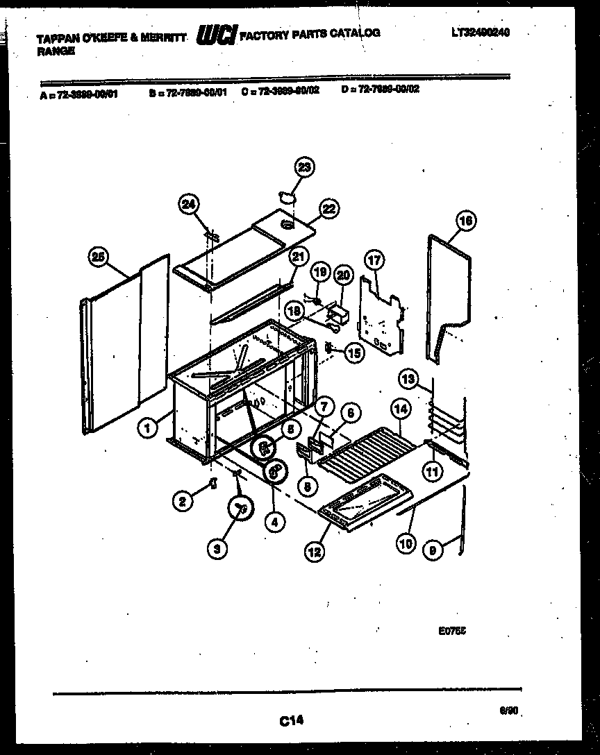 Tappan 72-7989-00-02 upper body parts diagram