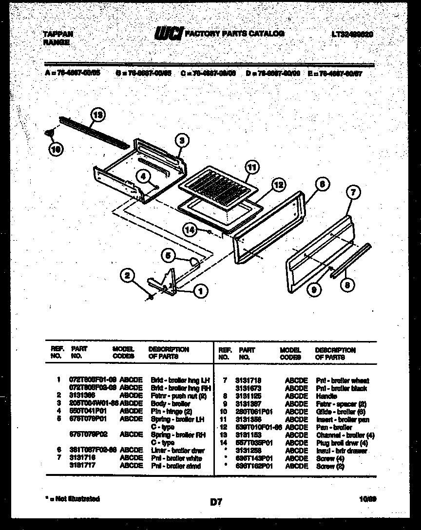 Tappan 76-8667-00-06 broiler drawer parts diagram